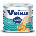 Бумага туалетная Veiro Classic 2-слойная голубая 4 рул. в уп.