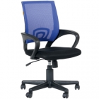 Кресло EChair-304 ткань черная, сетка синяя, пластик