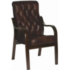 Кресло DB-13LB кожа, коричневое , дерево темный орех
