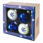 Новогоднее украшение Magic Time Шар со снежинкой синий/белый 4 шт.