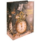 Пакет подарочный ламинированный новогодний Часы-ретро 