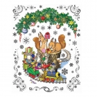 Украшение для окон и стекла декоративное «Новогодний паровозик и мышата»