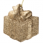 Украшение елочное подвесное «Подарок золотистый», 8×8,5 см, пластик