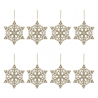 Новогоднее украшение Снежинка золотистая 12x12 см, 8 шт/наб.