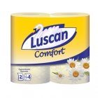 Бумага туалетная Luscan Comfort 2-слойная, желтая с тиснением, с ароматом ромашки, 4рул/уп)