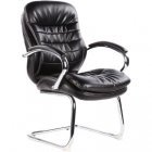 Конференц-кресло EChair-515 VR рециклированная кожа черная, каркас хром.