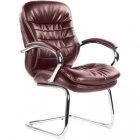 Конференц-кресло EChair-515 VR рециклированная кожа коричневая, каркас хром.