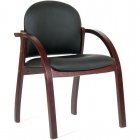 Конференц-стул Chairman 659 черный матовый (искусственная кожа/темный орех)