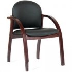 Кресло CH659 кожзам черный матовый, темный орех