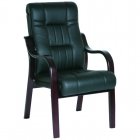  Кресло для посетителей DB-700LB кожа черная, дерево палисандр