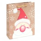 Пакет подарочный крафт новогодний  Дед Мороз - красный нос 