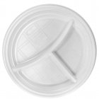 Тарелка одноразовая пластиковая белая 3-х секционная 100 шт/уп